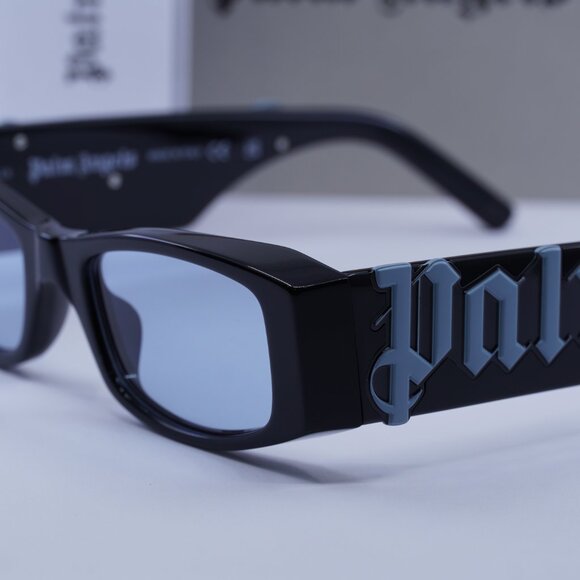 Palm Angels PERI007 ANGEL 1040 Rectangle Sunglasses - Black/Light Blue - Picture 4 of 11